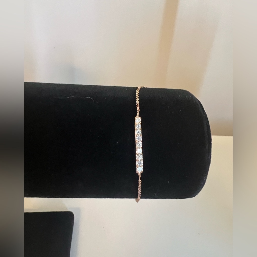 FA Rose Gold plated Sterling SilverBracelet with Crystal Bar